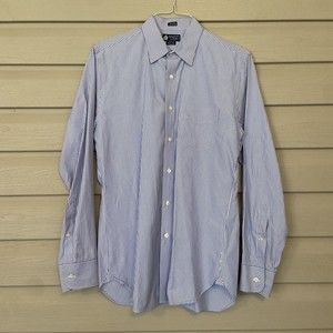 J Crew Haberdashery Button Up Long Sleeve Striped Shirt M 15 15.5 80’s 2 Ply